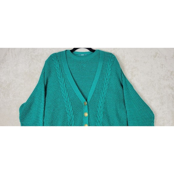 Alison J Vintage Women's Knit Cardigan and Sleeveless Top Combo Green Size XL - Picture 2 of 16
